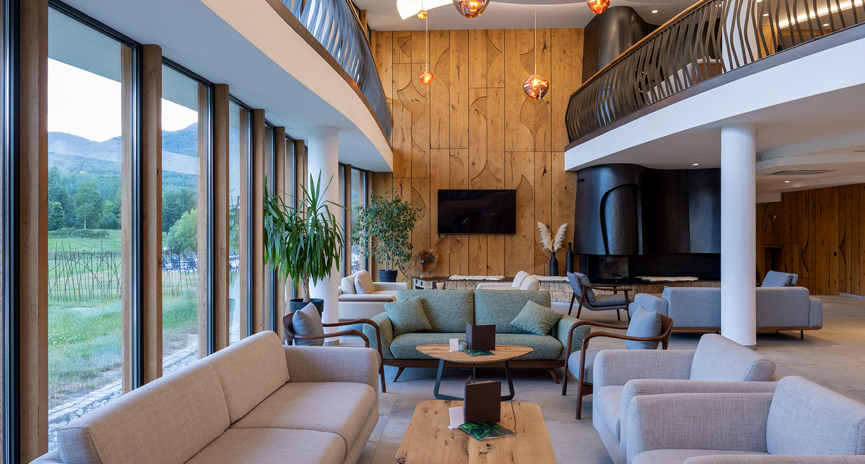 Lodge Style Lounge with Tv Wall