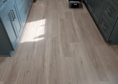 Green Kitchen Cabinets and New Flooring Run