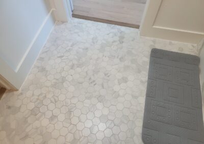 Bathroom Floor with Wood look Transition